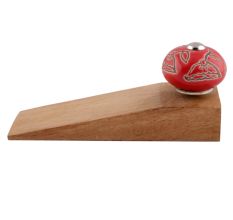 2 Pieces Red Calla Lily Brown Etched Ceramic Door Stopper